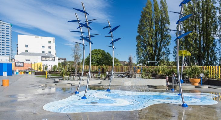 Margaret Mahy Family Playground sprinklers