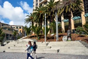 People walking at Freyberg Place